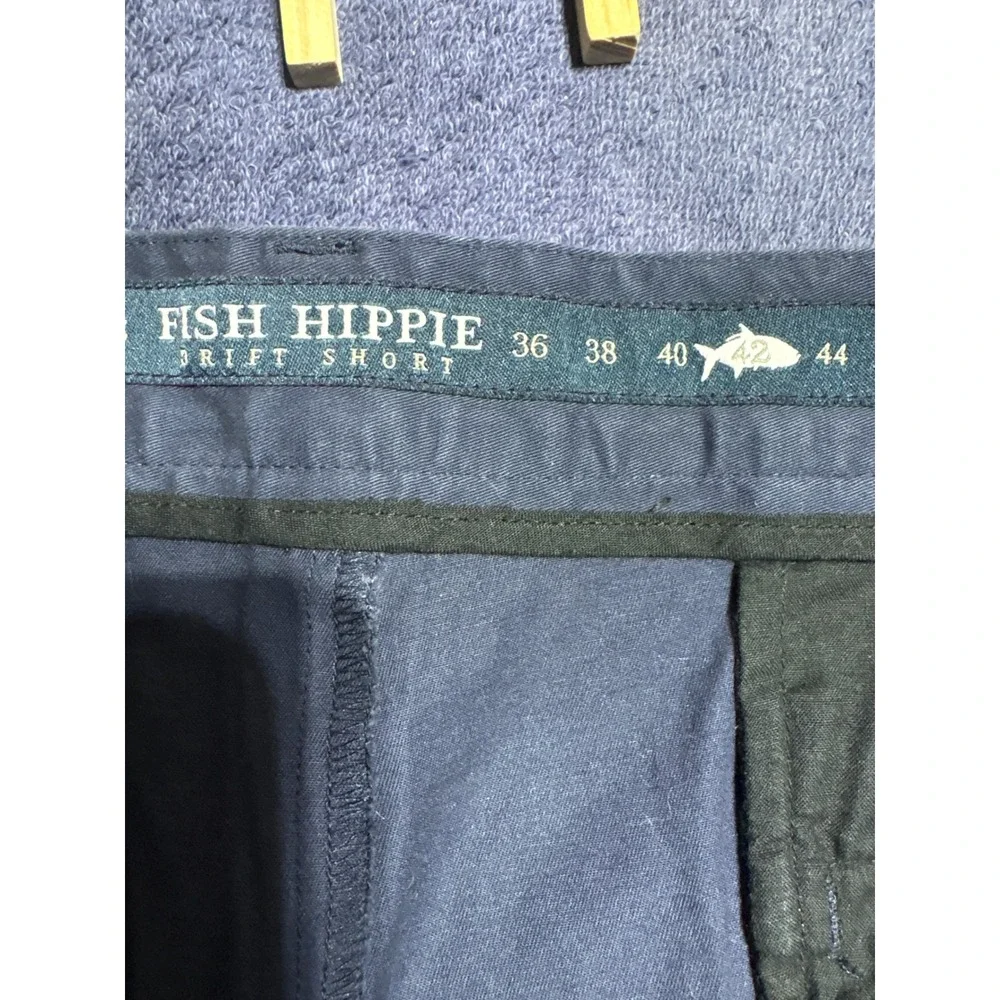 Fish Hippie Shorts Mens 42 Drift Short Navy Blue Chino Coastal Casual EUC